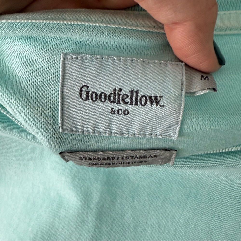 Men’s Goodfellow & Co. Aqua Long Sleeve Crew Neck Tee Chest Pocket Size Medium - Picture 5 of 9